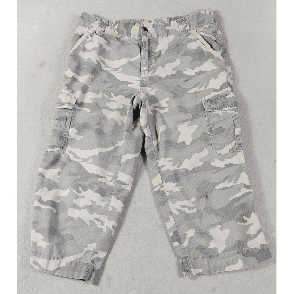 Carhartt Cargo Pants Womens 6 Gray Camo Relaxed Fit Ripstop Crop 102076 050